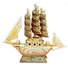 OX BONE CARVED SAILING BOAT